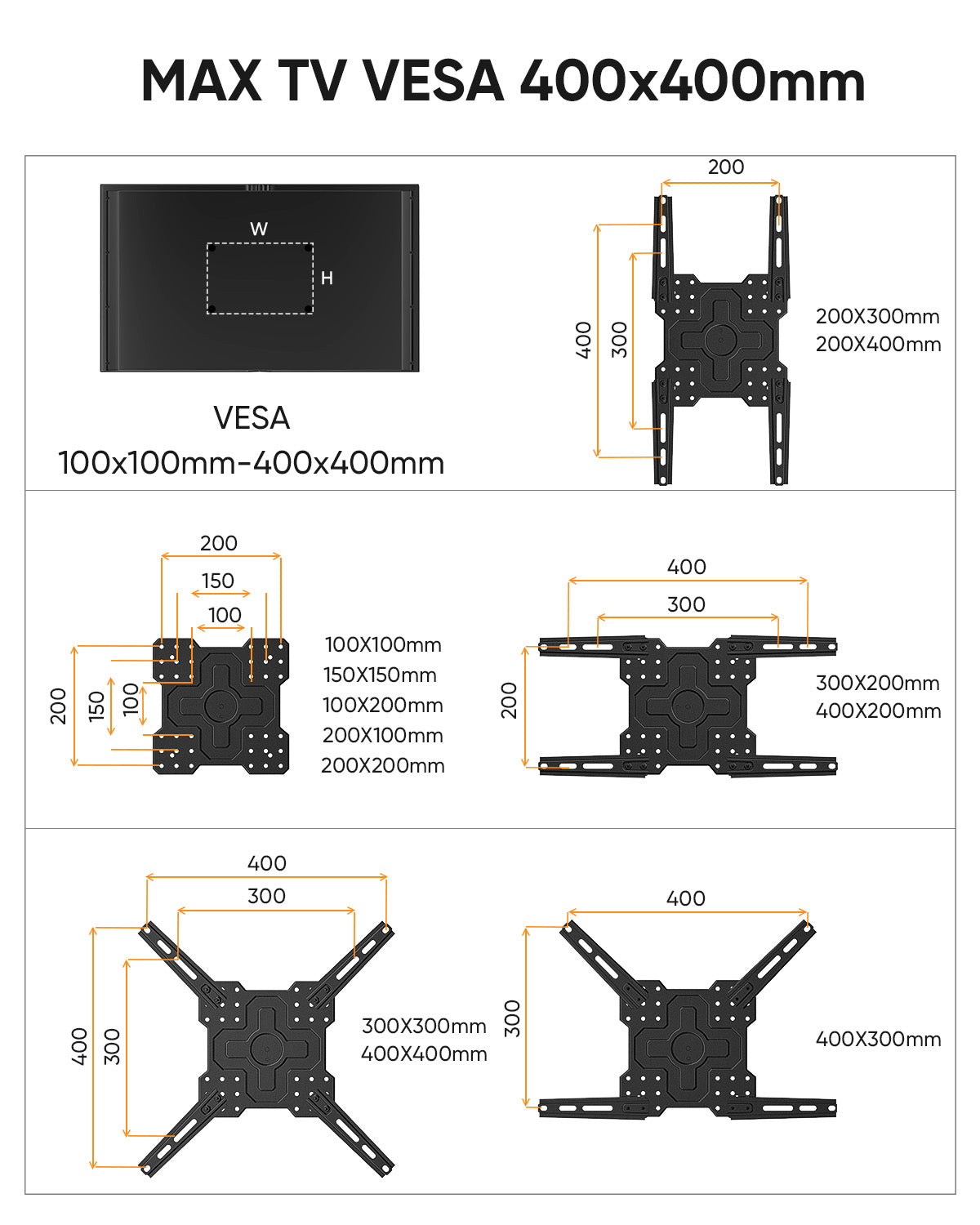 Gazebo TV Mount Strap-Type TV Mount Wall Bracket for 26-65" TVs/Monitors