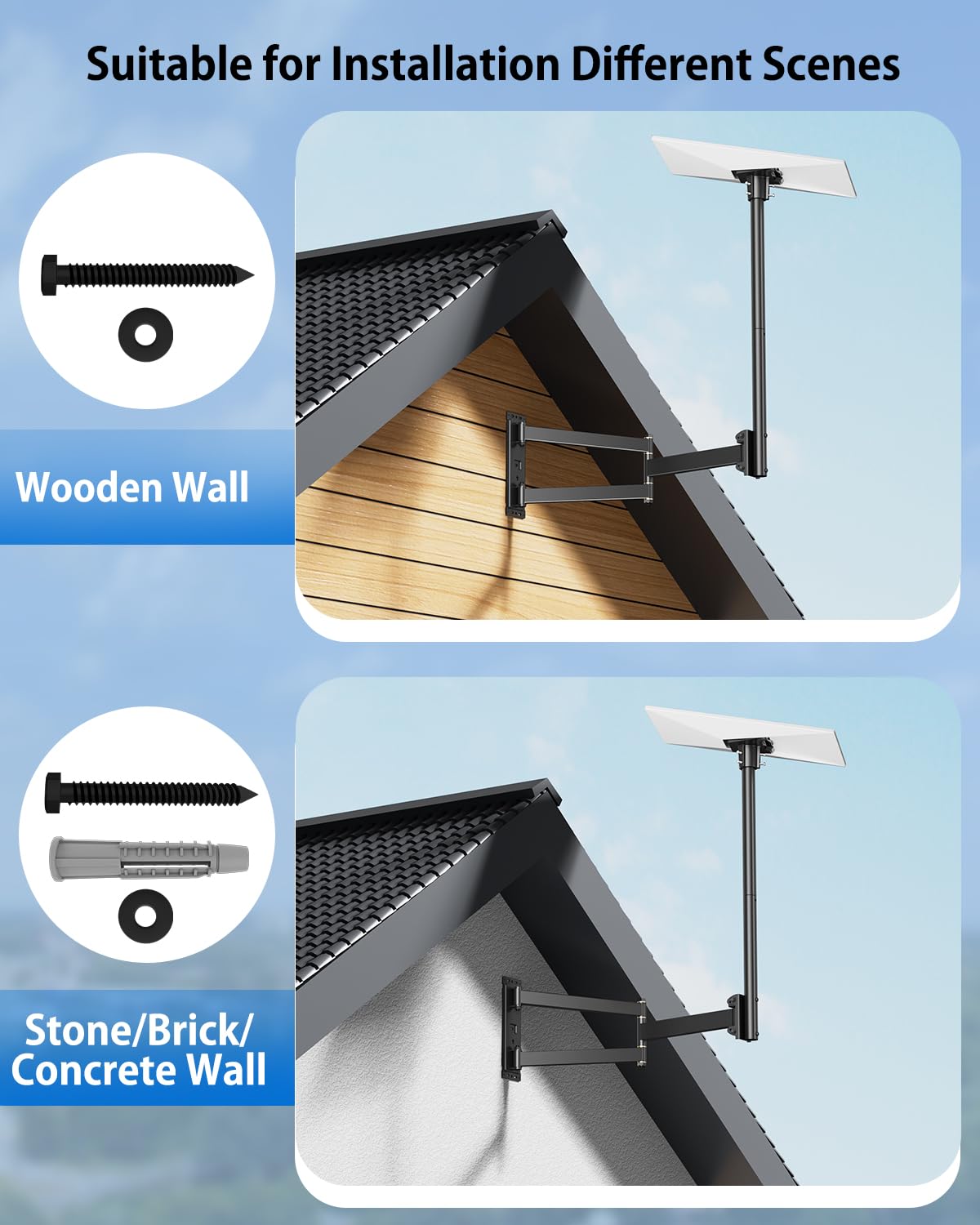 Starlink Gen 3 Standard Wall Mount, 29.7inch Long Arm Wall Mount Fit for Starlink Gen 3, Extension Heavy Duty Pole Mount with Gen 3 Pipe Adapter Roof Mount for Starlink Internet Kit Satellite