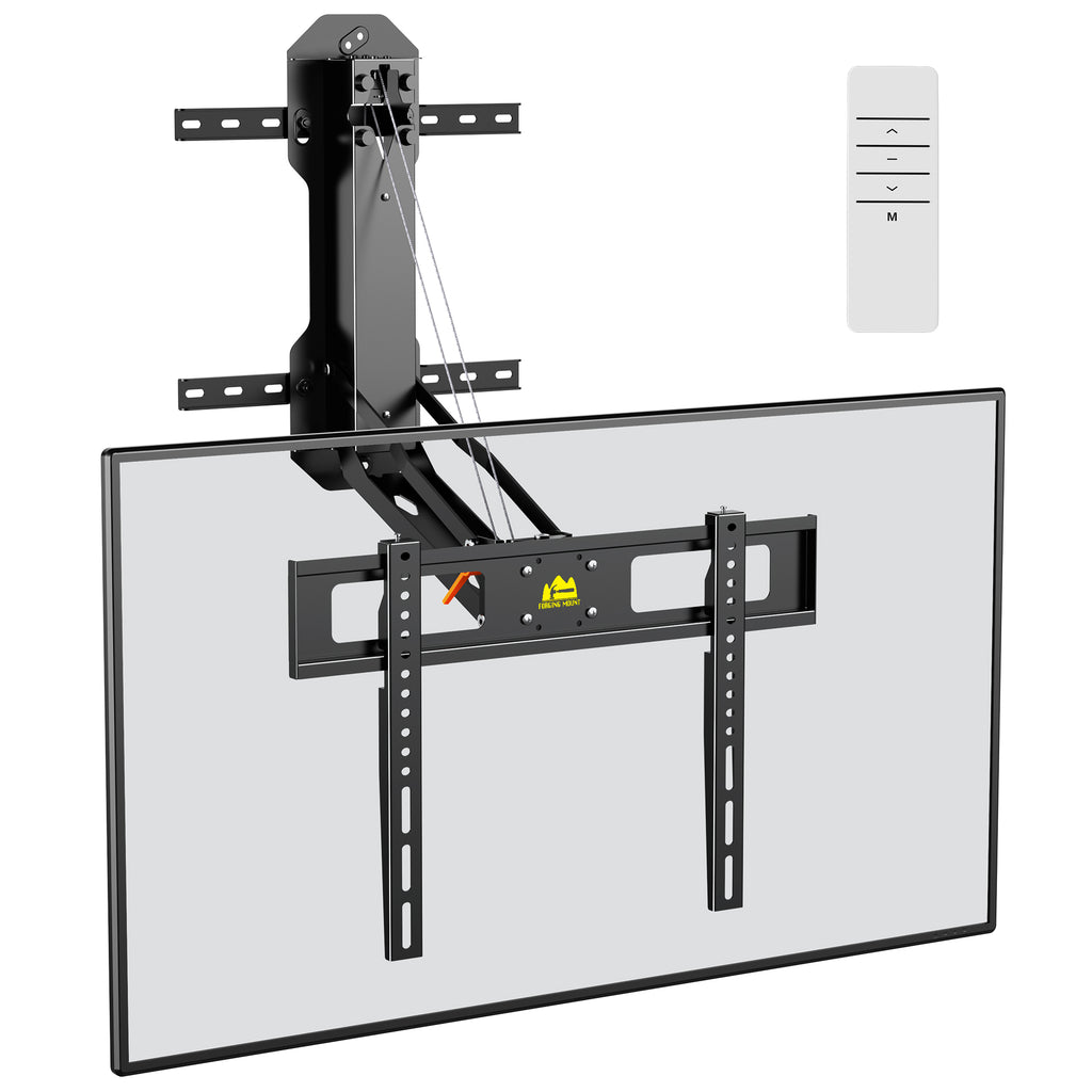 Motorized Fireplace Pull Down TV Mount with Remote for 32-85" TVs, Electric Above Fireplace TV Wall Mount with Height Adjustable, Swivel,Tilt, Holds 88 lbs Max VESA 600x400