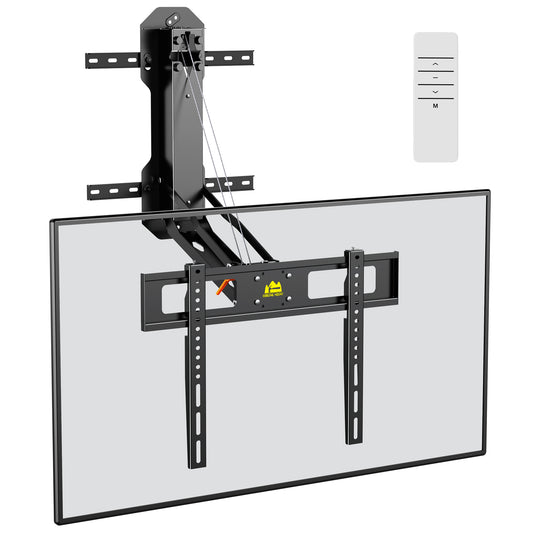 Motorized Fireplace Pull Down TV Mount with Remote for 32-85" TVs, Electric Above Fireplace TV Wall Mount with Height Adjustable, Swivel,Tilt, Holds 88 lbs Max VESA 600x400