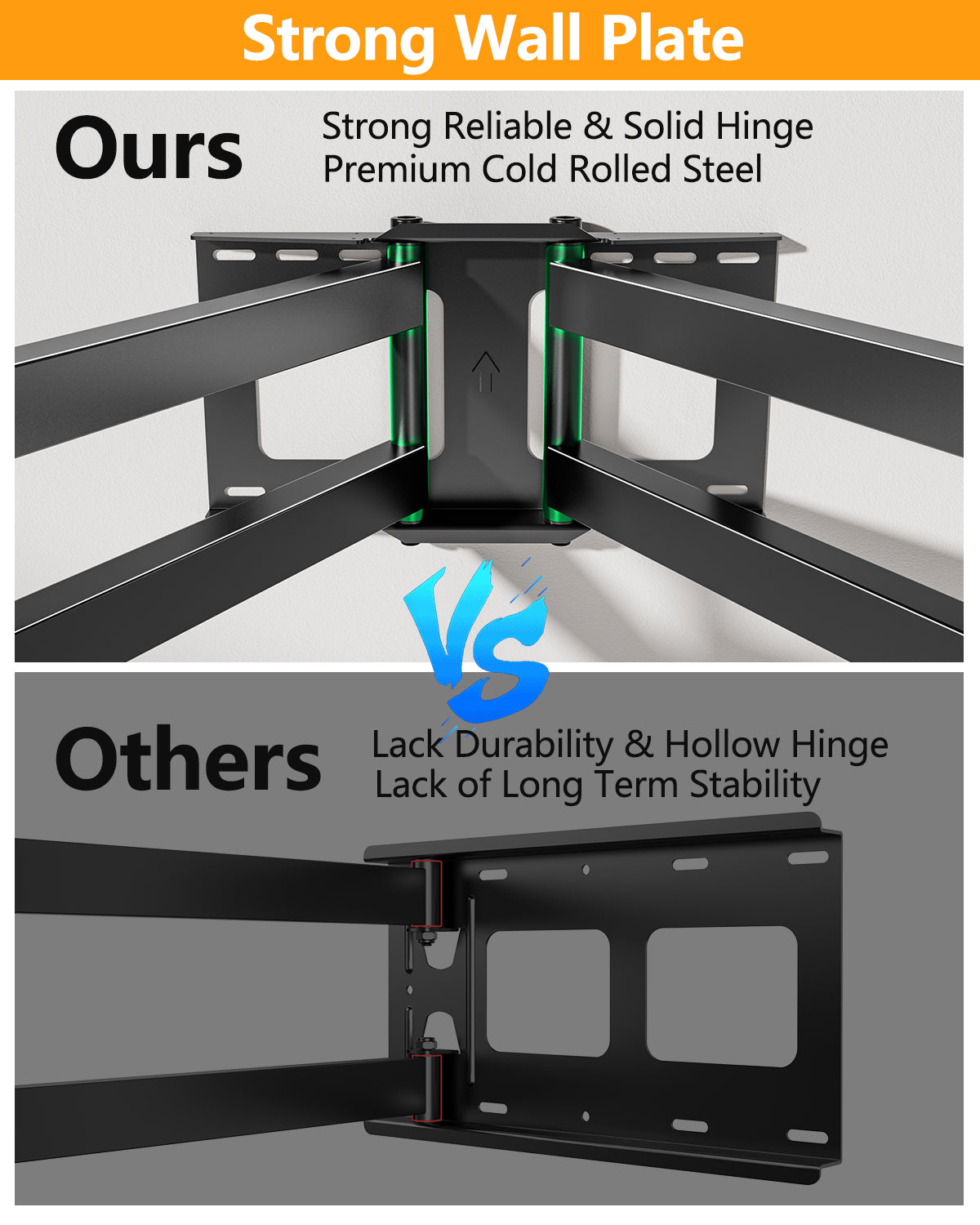 TV Mount, Dual Articulating Arm Full Motion TV Mount with 43 inch Long Arm,Fits 50 to 95 Inch Flat/Curve TVs, Holds up to 198 lbs,Max VESA 600x400mm,HY9398-B