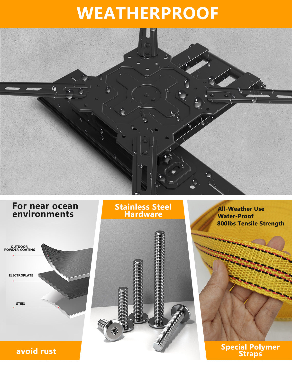 Gazebo TV Mount Strap-Type TV Mount Wall Bracket for 26-65" TVs/Monitors