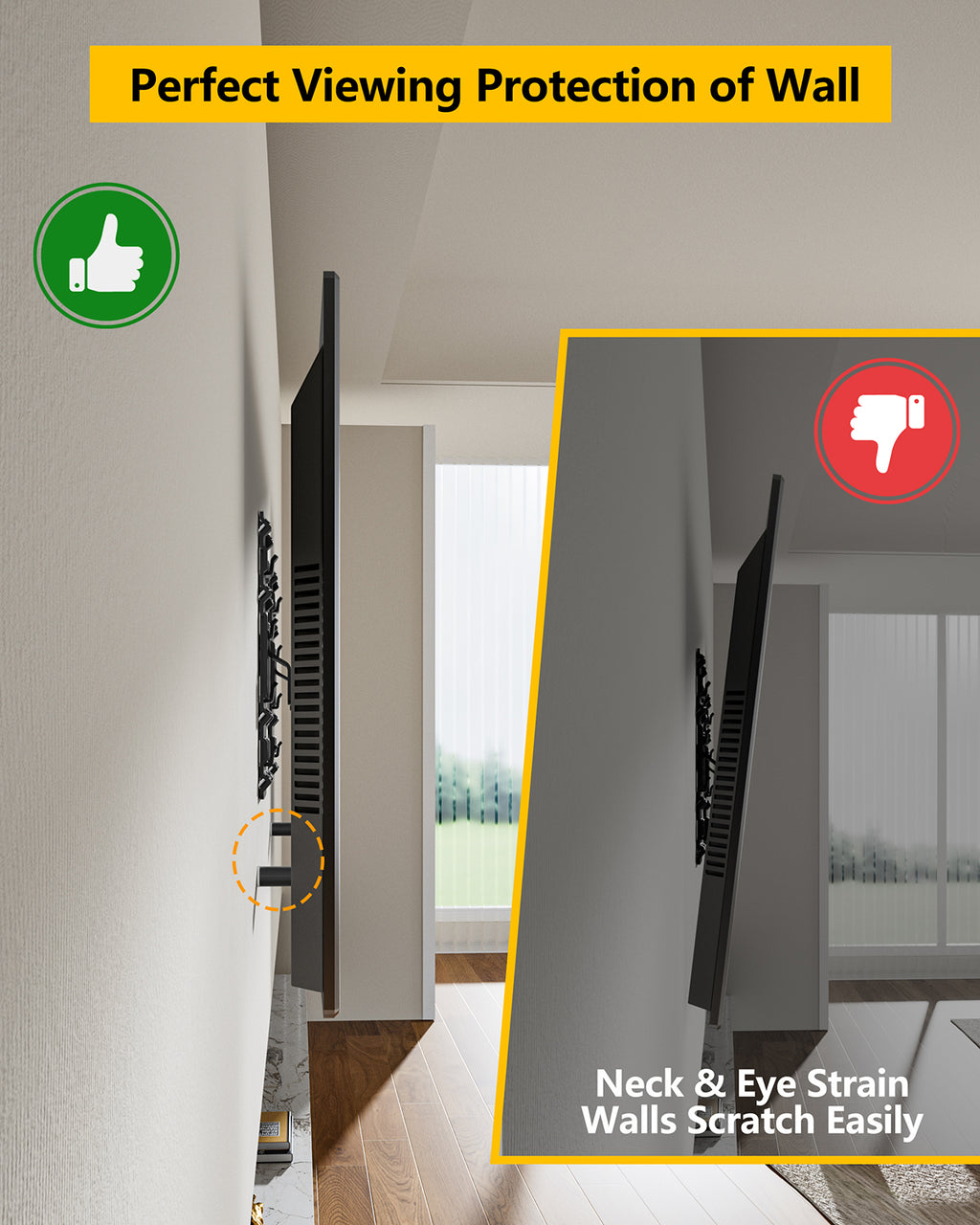 NO Stud TV Wall Mount,Drywall Wall Mount for 26-100" TVs/Monitors,Holds Up to 176LBS, Height Adjustable,1.17'' Low Profile Studless TV Mount,No Drilling No Funder Required,Easy Install