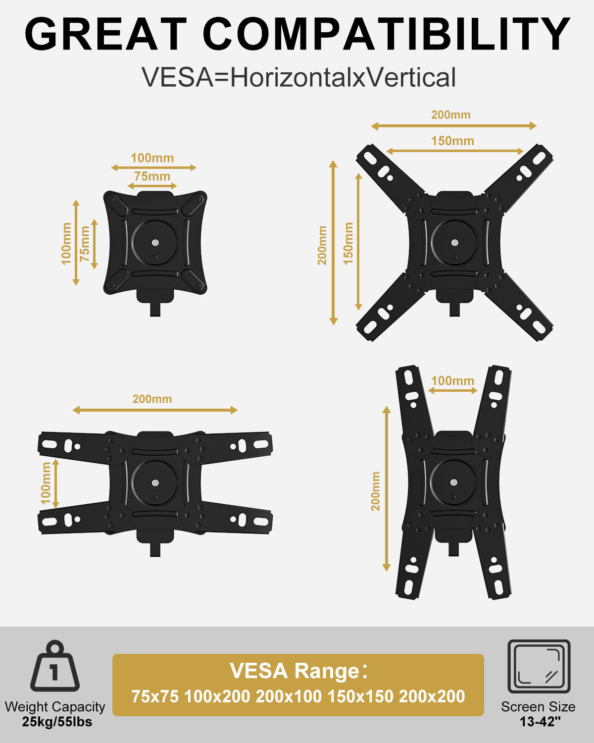 No drilling outdoor TV Mount, for 13-42 inch TVs