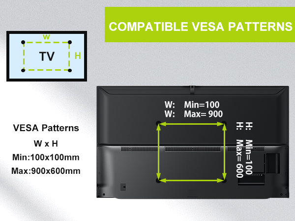 TV Wall Mount No Stud Wall Mount for 26-90 inch TVs, Drywall TV Mount No Drill up to 165 lbs Max VESA 900x600 mm, Easy Install TV Hanger Rental Friendly TV Mount