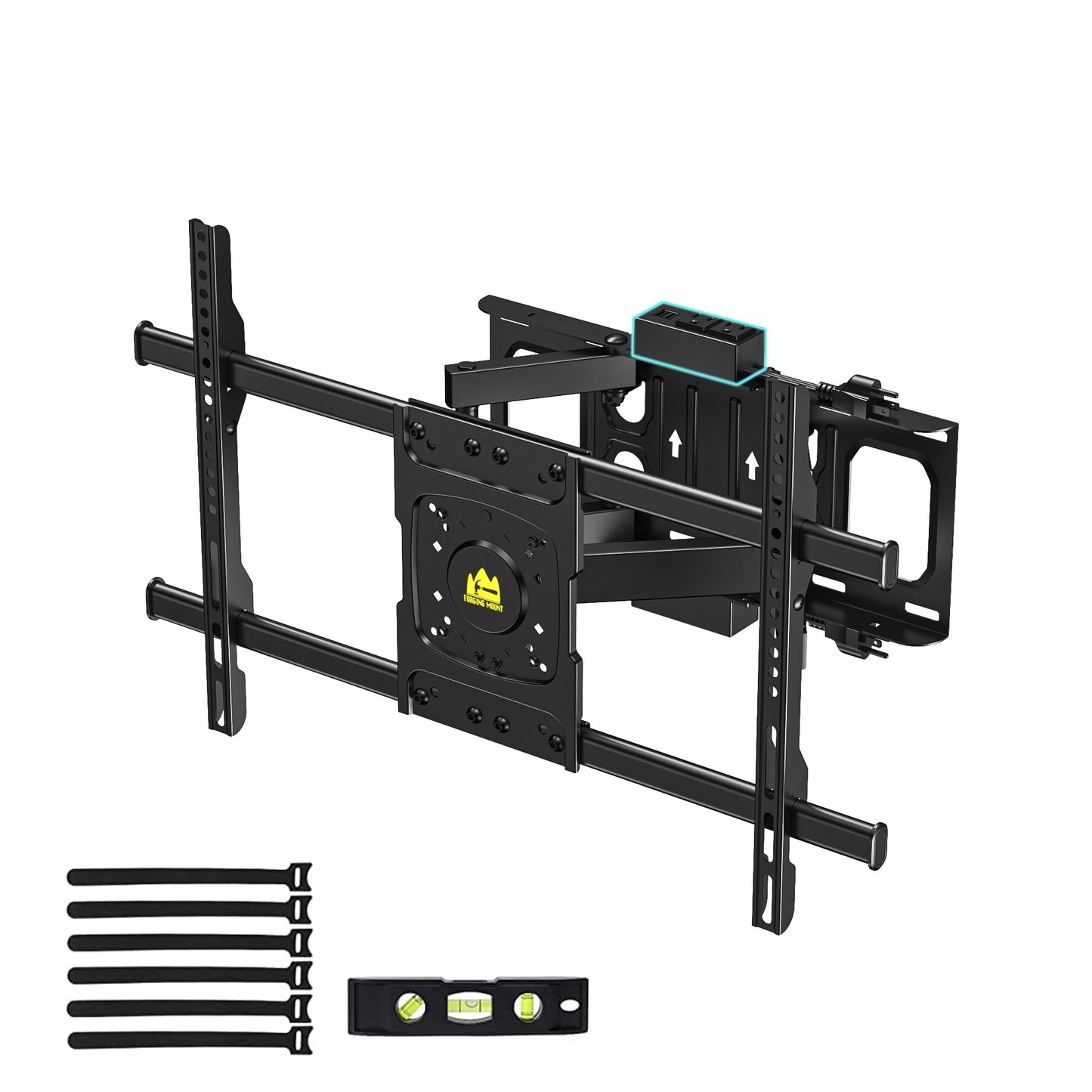 Full Motion TV Wall Mount for Most 32-75 inch with Power Outlet, 15.2" Heavy Duty Dual Swivel Articulating Tilt 6 Arms, Max VESA 600x400mm, Holds up to 132lbs