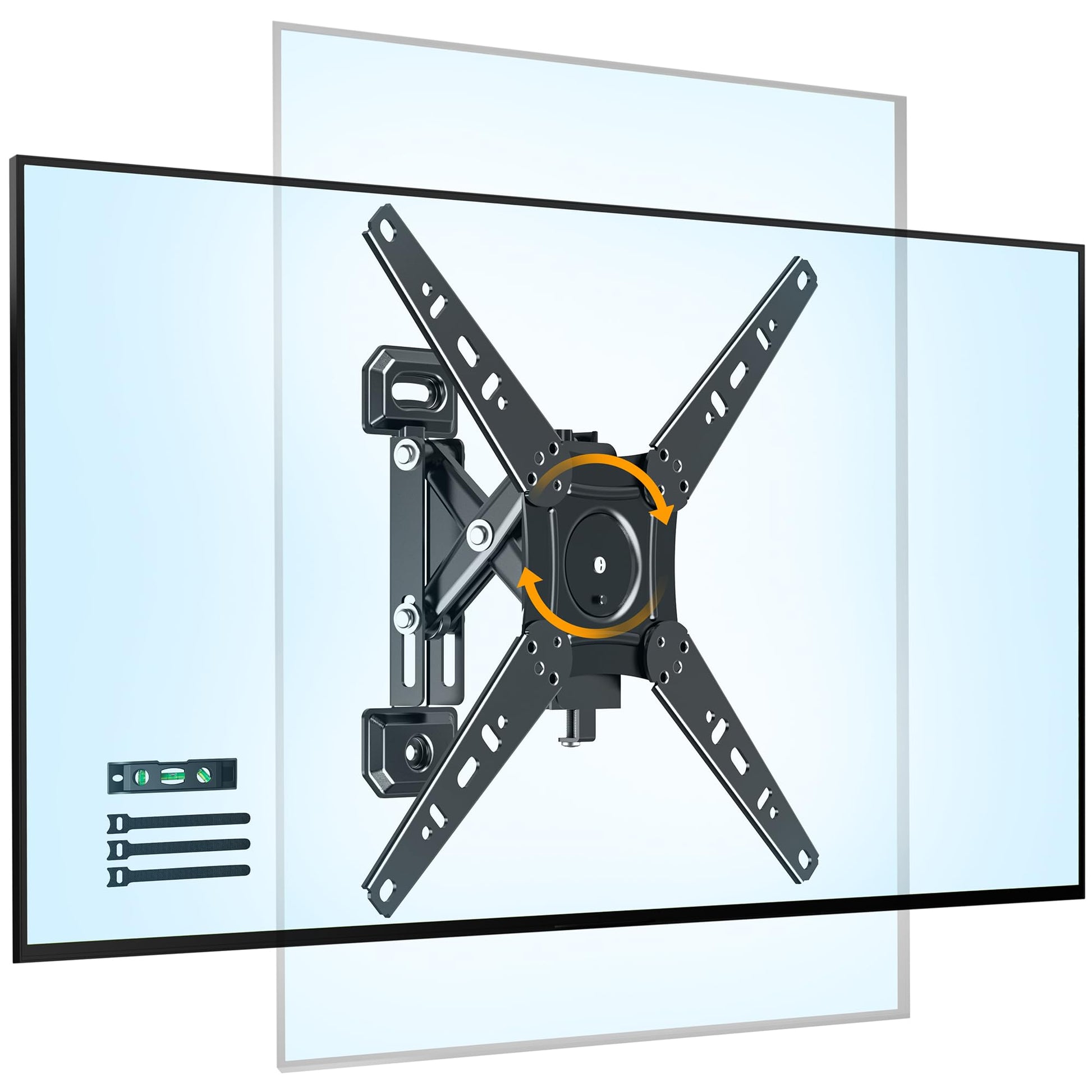 Rotating TV Wall Mount for 13-49 Inch TVs Monitor, Extendable Corner Wall Mount, TV Bracket for Flat & Curved Screens, VESA 75x75mm to 300x300mm, Holds up to 55lbs