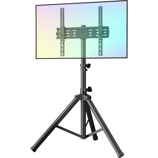Tripod Portable Floor TV Stand,Foldable Stand Height Adjustable for Portable Display Floor TV Stand 26-65" Flat Screen/Curved TVs, Holds Up to 77lbs