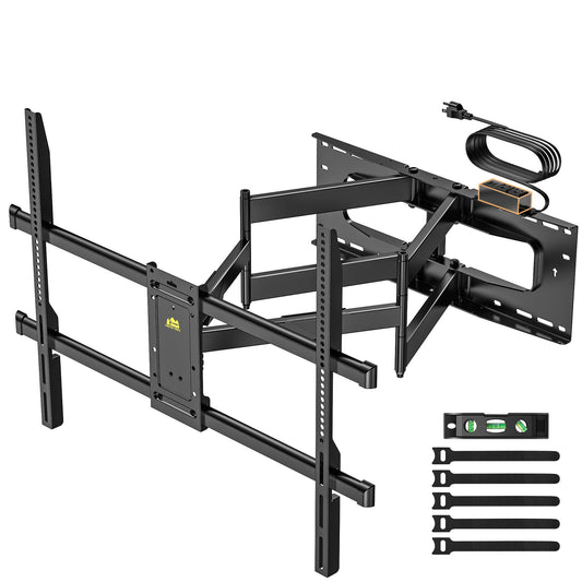 Heavy Duty 98 100 inch TV Wall Mount with Power Strip for 50–100 Inch，Hold up to 220 lbs,Max VESA 800x600mm,16”-24” Wood Studs HY9463-B
