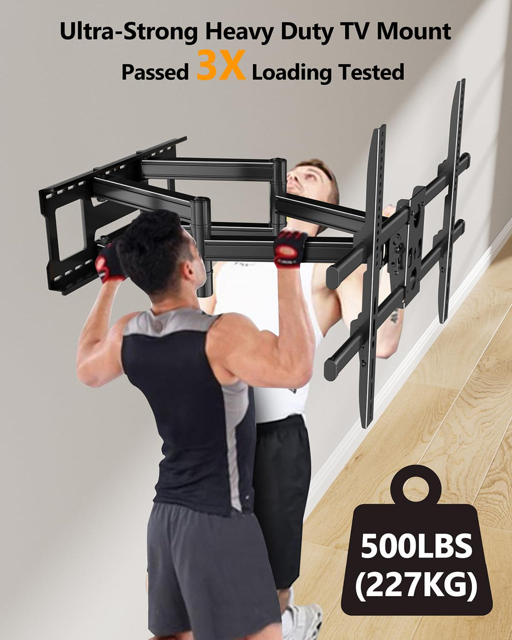 Heavy Duty 60 to 120 inch XXXL Full Motion TV Wall Mount Max VESA1000x600mm Up to 275lbs for Extra Large Big Screens,Universal Articulating TV Mount Bracket Swivel Tilt,16-24”Studs HY9491-B