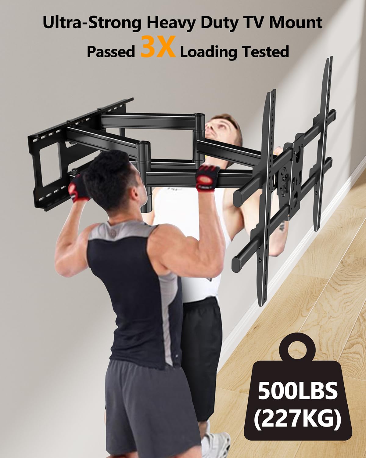 Heavy Duty 60 to 120 inch XXXL Full Motion TV Wall Mount Max VESA1000x600mm Up to 275lbs for Extra Large Big Screens,Universal Articulating TV Mount Bracket Swivel Tilt,16-24”Studs HY9491-B