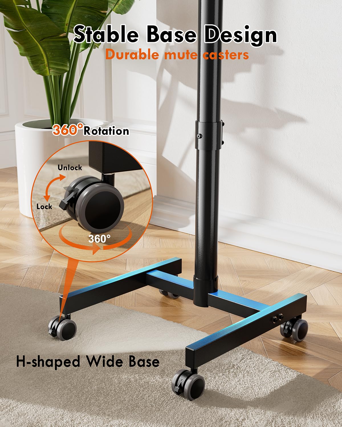 Mobile TV Cart with Wheels for 23-60 Inch LCD LED OLED Flat Curved Screen TVs, Rolling TV Stand Height Adjustable Tilt Holds Up to 88lbs, Portable Floor Stand Max VESA 400x400mm