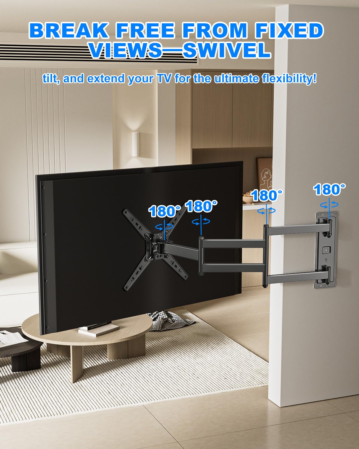 Long Arm TV Wall Mount for Most 17-50 Inch TVs, 40.7 Inch Long Extension TV Mount Swivel and Tilt, Full Motion Wall Mount TVS Bracket Fit Max VESA 300x300mm