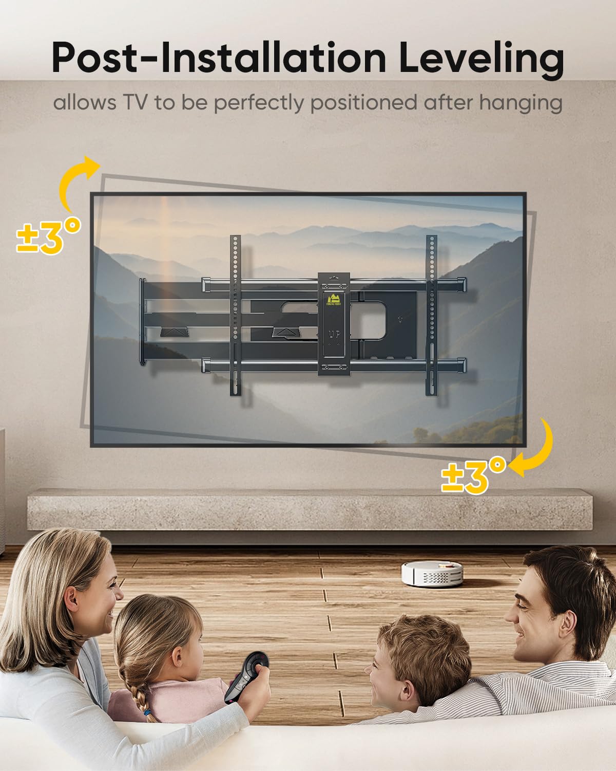 Full Motion Wall Mount TV Bracket with 43” Extension & Swivel Articulating Arm , Fits 42 to 80 Inch,Holds up to 110 lbs, VESA 600x400mm