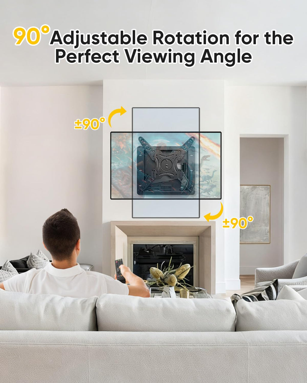 Recessed in-Wall TV Mount,Low Profile TV Wall Mount,20 Inch Extended Arm Fits Screen Sizes 32, 37, 40, 42, 47, 50, 55, 60, 65,inch,Up to 99 lbs