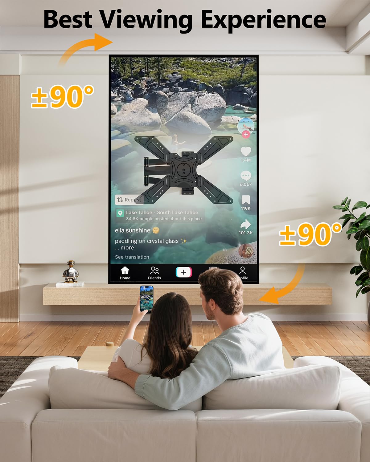 Full Motion Corner TV Wall Mount for 32-75 Inch TVs Holds 110 lbs,33" Long Extension Arm with Landscape to Portrait Rotation, Swivel & Tilt,Vertical Rotating TV Mount,Max VESA 600x400mm