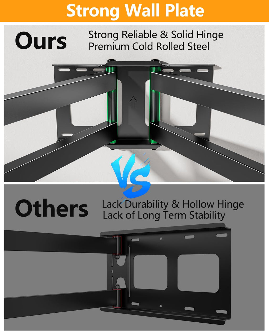 Long Reach TV Wall Bracket Mount Swivel Tilt Full Motion TV Bracket 43 inch Articulating Arm Wall Mount,Fits 50 to 100 Inch Flat/Curve TVs,Holds 198LBS,VESA 800x600mm HY9462-B