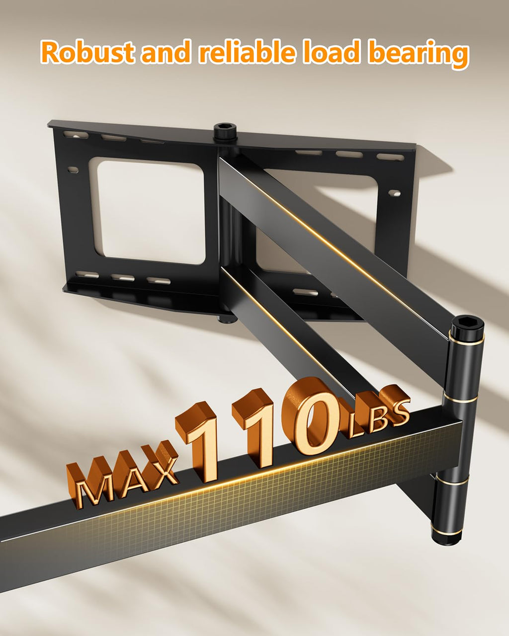 FORGING MOUNT Long Extension TV Mount Full Motion Wall Bracket with 42 inch Long Arm Articulating TV Wall Mount for 37 to 80 Inch Flat/Curve TVs, VESA 600x400mm Compatible, Holds up to 110 lbs-FM9388-B