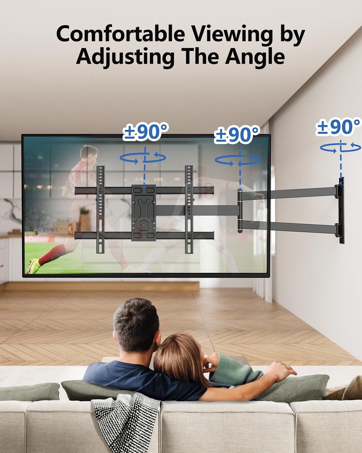 Corner TV Wall Mount with 33 "Long Arm, Fits 32"-75" TVs, Max VESA 600X400mm, Holds 110lbs, HY9390