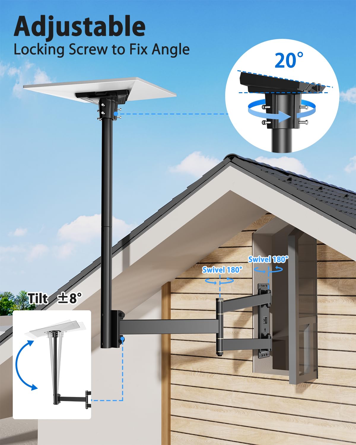Starlink Gen 3 Standard Wall Mount, 29.7inch Long Arm Wall Mount Fit for Starlink Gen 3, Extension Heavy Duty Pole Mount with Gen 3 Pipe Adapter Roof Mount for Starlink Internet Kit Satellite