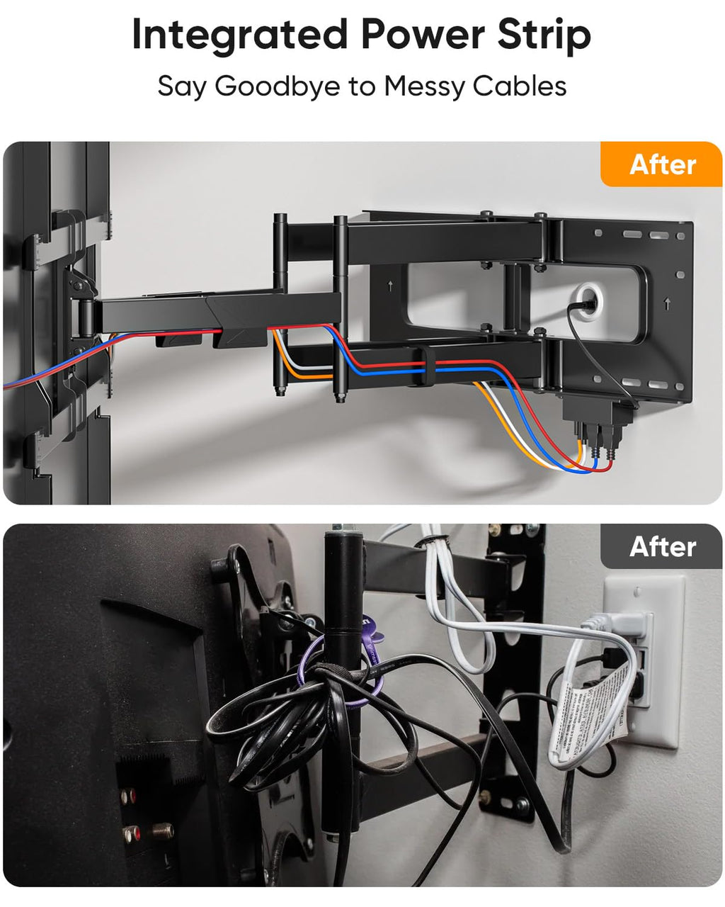 Heavy Duty 98 100 inch TV Wall Mount with Power Strip for 50–100 Inch，Hold up to 220 lbs,Max VESA 800x600mm,16”-24” Wood Studs HY9463-B