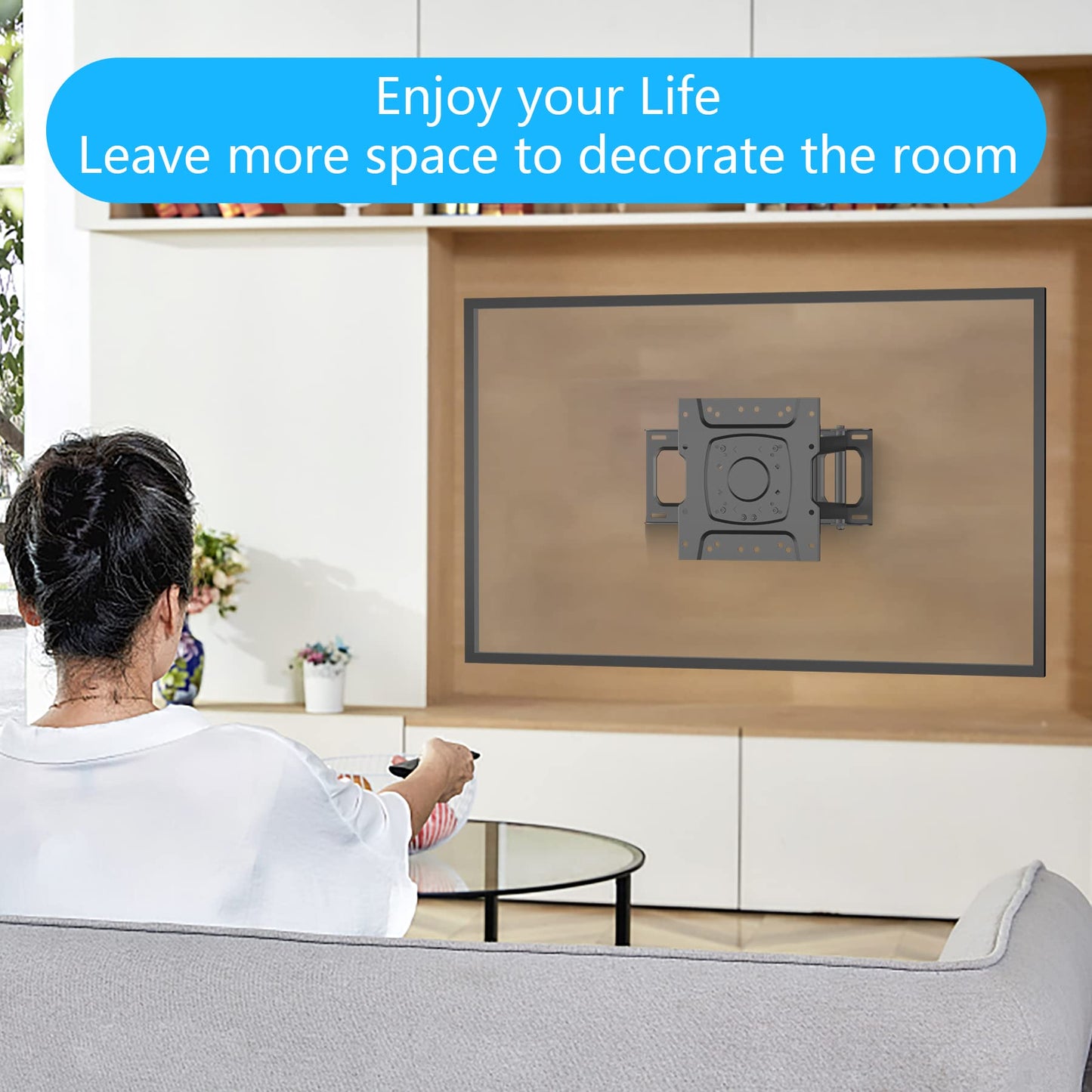 Corner TV Wall Mount with 25.6 inch Long Arm,Fit 13-43”TVs and Monitor, Max VESA 200x200mm, 12"/16” Wood Studs, Holds up to 77lbs