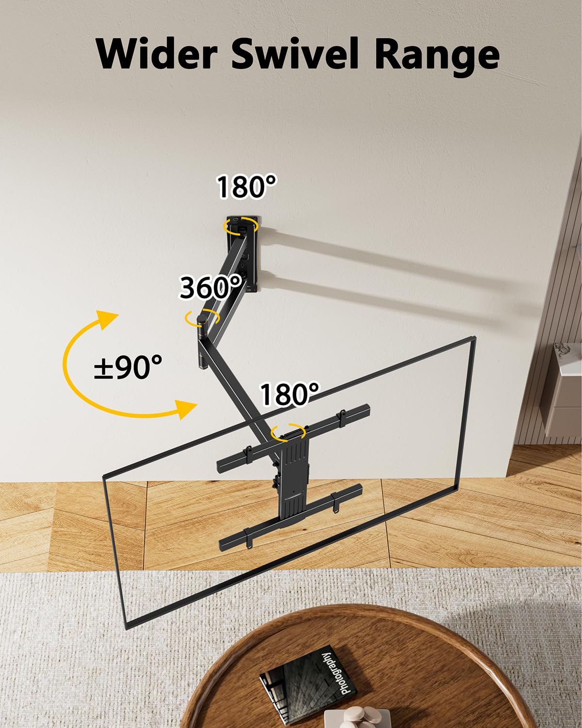 Corner TV Mount Long Arm TV Wall Mount Bracket for 27-70" Screen,VESA 400x400mm, Holds 100 lbs HY9488-B