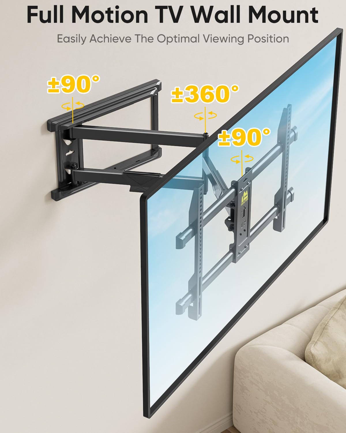TV Wall Mount with 30 inch Long Arm its 37 to 75" Flat/Curve TVs-HY9389-B