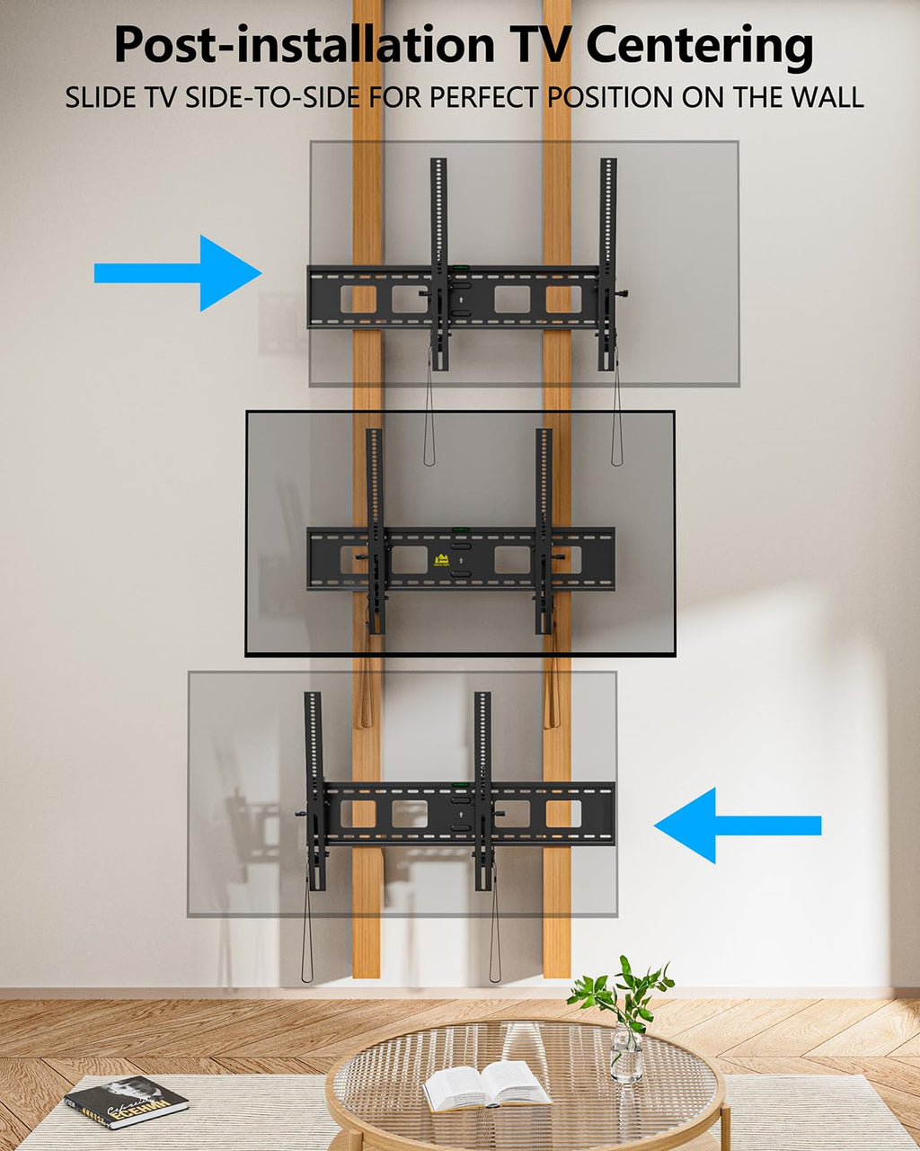 Heavy Duty Tilting TV Wall Mount for Large TVs 55-120 Inch, Tool-Free Tilt Low Profile TV Mount,3-Stud Wall Mount Universal Bracket,VESA 900x600, Holds 275lbs, Fits 16/18/24/32" Studs