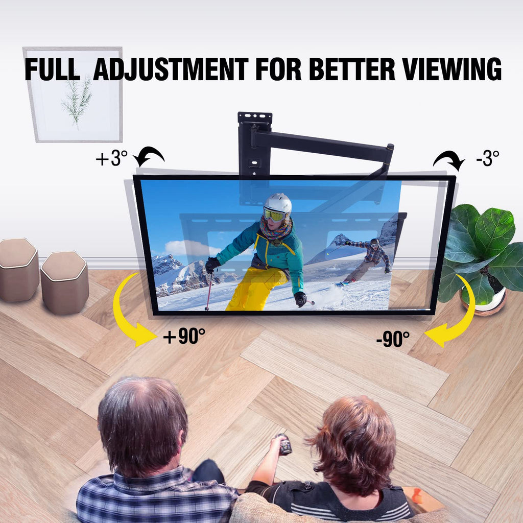 Corner TV Wall Mount Long Arm TV Mount for 23"-60" TVs-Easy to Install Single Stud Design- 33" of Smooth Extension Plus Swivel,Tilt,Holds 99lbs,Universal Bracket Max VESA 400X400mm,HY9414
