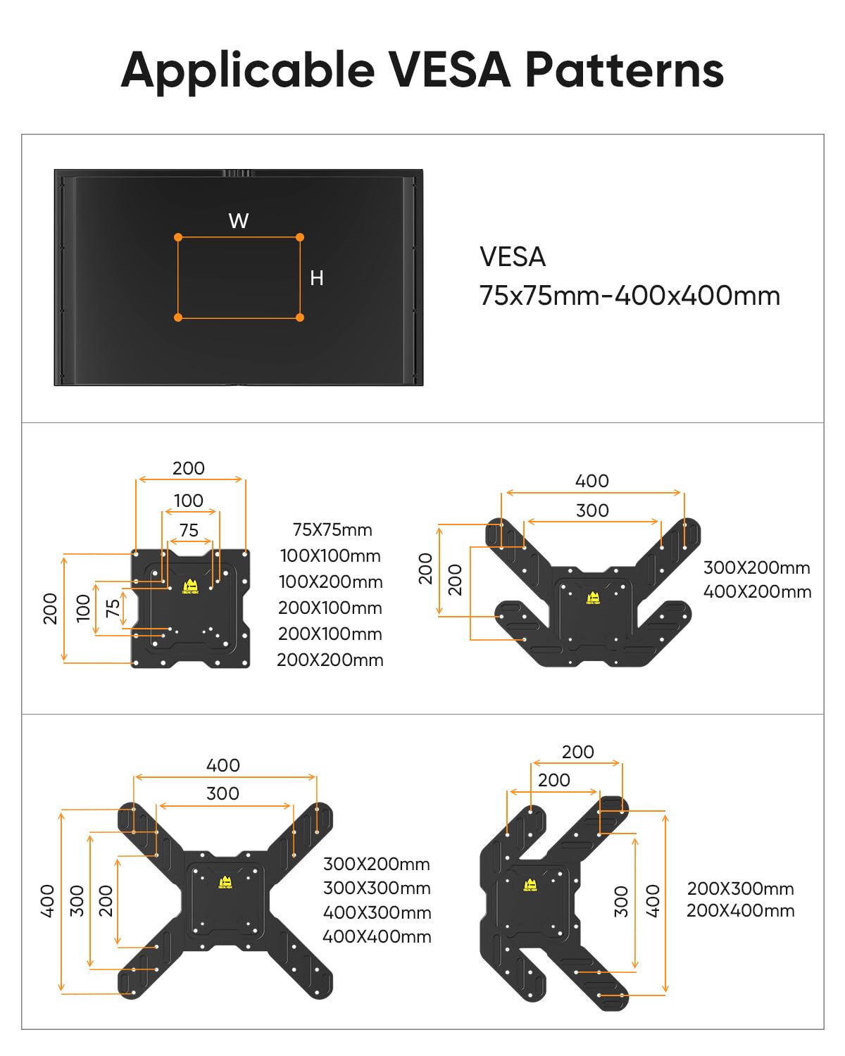 Corner TV Wall Mount for Most 26-65 Inch Flat Curved TVs, 3 Folding Arms Articulating TV Bracket Max VESA 400x400mm up to 77lbs