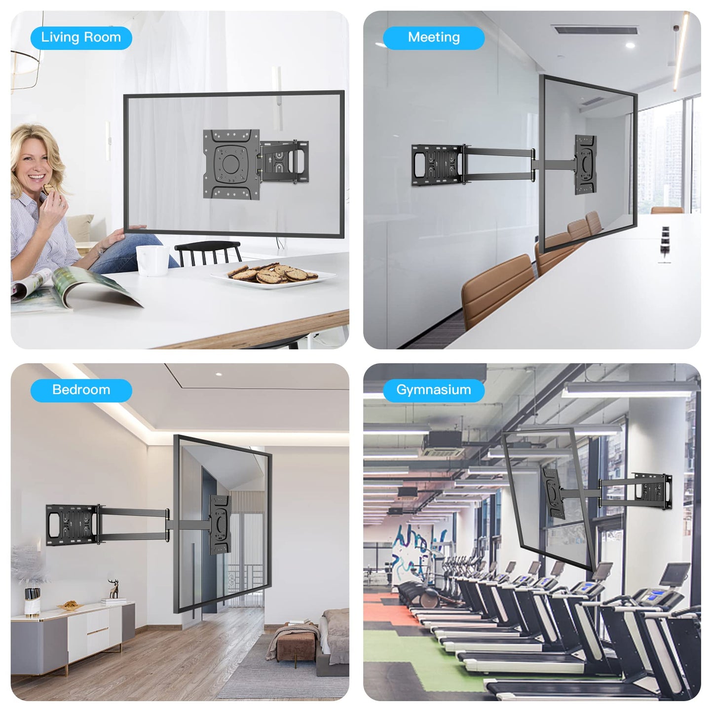 Corner TV Wall Mount with 25.6 inch Long Arm,Fit 13-43”TVs and Monitor, Max VESA 200x200mm, 12"/16” Wood Studs, Holds up to 77lbs