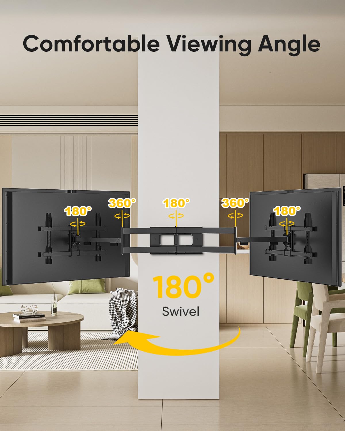 Full Motion Wall Mount TV Bracket with 43” Extension & Swivel Articulating Arm , Fits 42 to 80 Inch,Holds up to 110 lbs, VESA 600x400mm