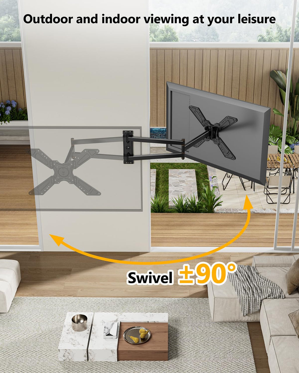 Full Motion Corner TV Wall Mount for 32-75 Inch TVs Holds 110 lbs,33" Long Extension Arm with Landscape to Portrait Rotation, Swivel & Tilt,Vertical Rotating TV Mount,Max VESA 600x400mm