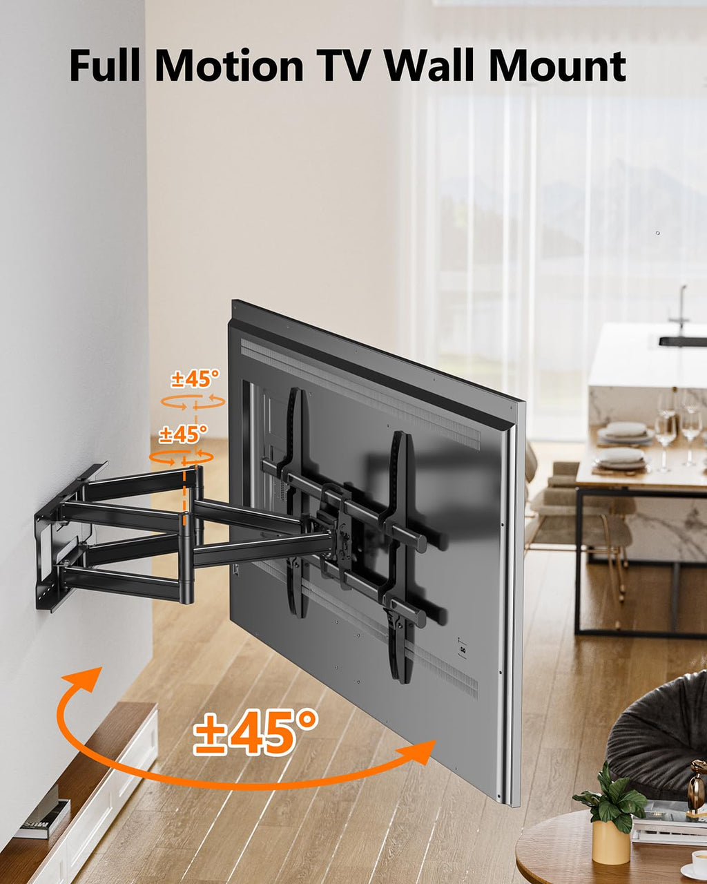 Heavy Duty 60 to 120 inch XXXL Full Motion TV Wall Mount Max VESA1000x600mm Up to 275lbs for Extra Large Big Screens,Universal Articulating TV Mount Bracket Swivel Tilt,16-24”Studs HY9491-B