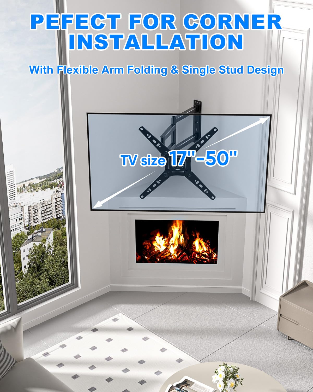 Long Arm TV Wall Mount for Most 17-50 Inch TVs, 40.7 Inch Long Extension TV Mount Swivel and Tilt, Full Motion Wall Mount TVS Bracket Fit Max VESA 300x300mm