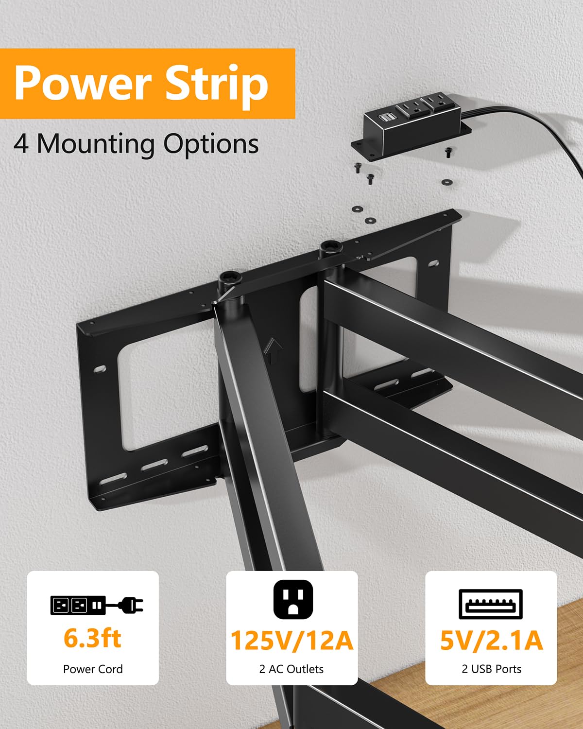 Long Arm 43inch Long Extension TV Mount with Power Outlet, Full Motion Wall Mount Dual Articulating Arm TV Bracket, Fits 50-90inch Flat Curve TVs, up to 198lbs VESA 600x400mm