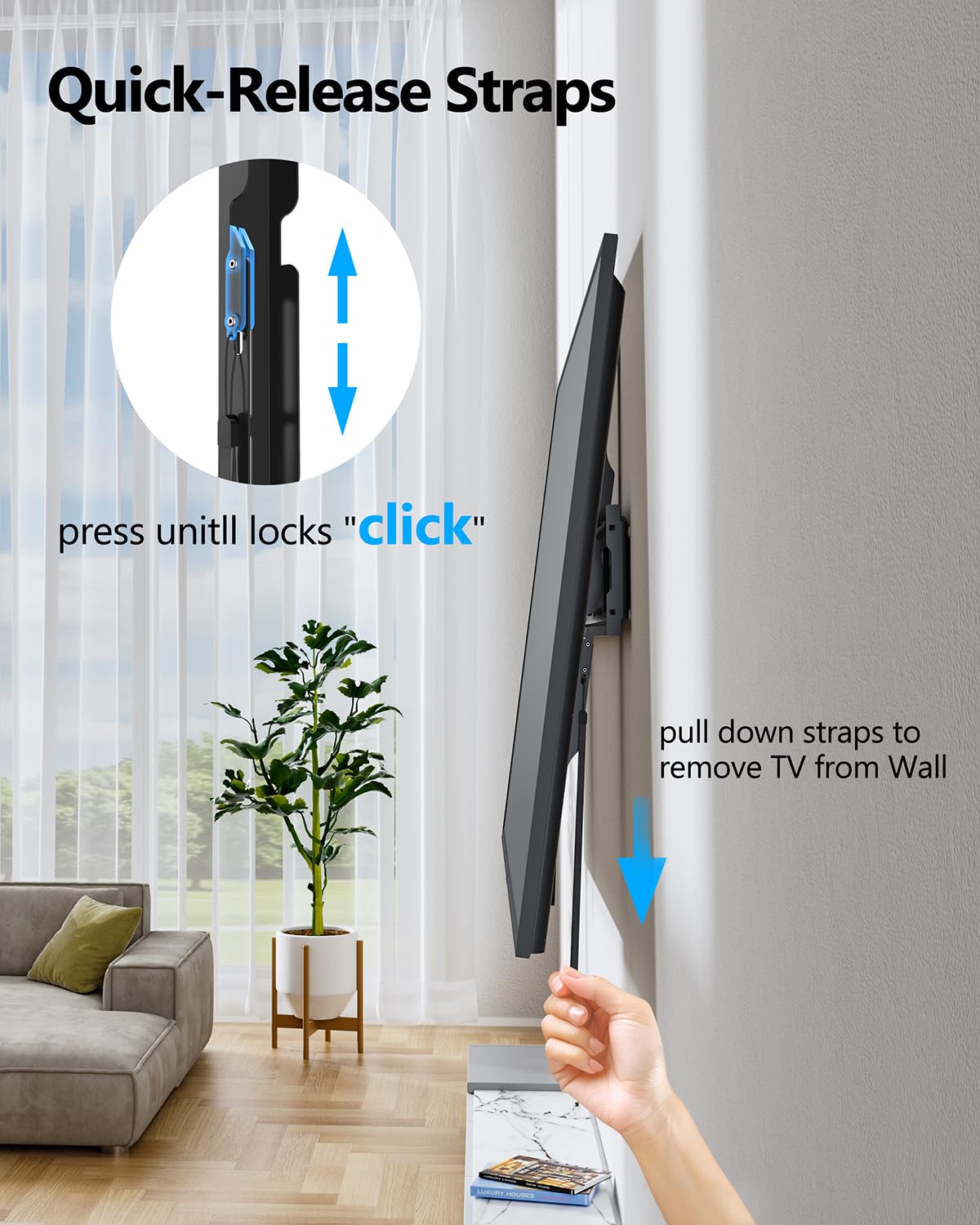 FORGING MOUNT Heavy Duty Fixed TV Wall Mount Holds up to 275Lbs for 65-110 inch TVs，16"/18"/24" Studs MAX VESA 900x600mm