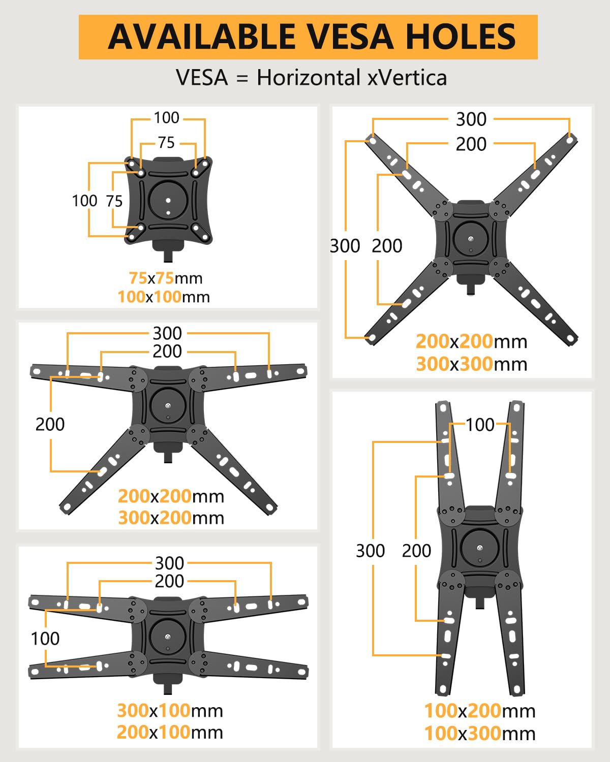 Rotating TV Wall Mount for 13-49 Inch TVs Monitor, Extendable Corner Wall Mount, TV Bracket for Flat & Curved Screens, VESA 75x75mm to 300x300mm, Holds up to 55lbs