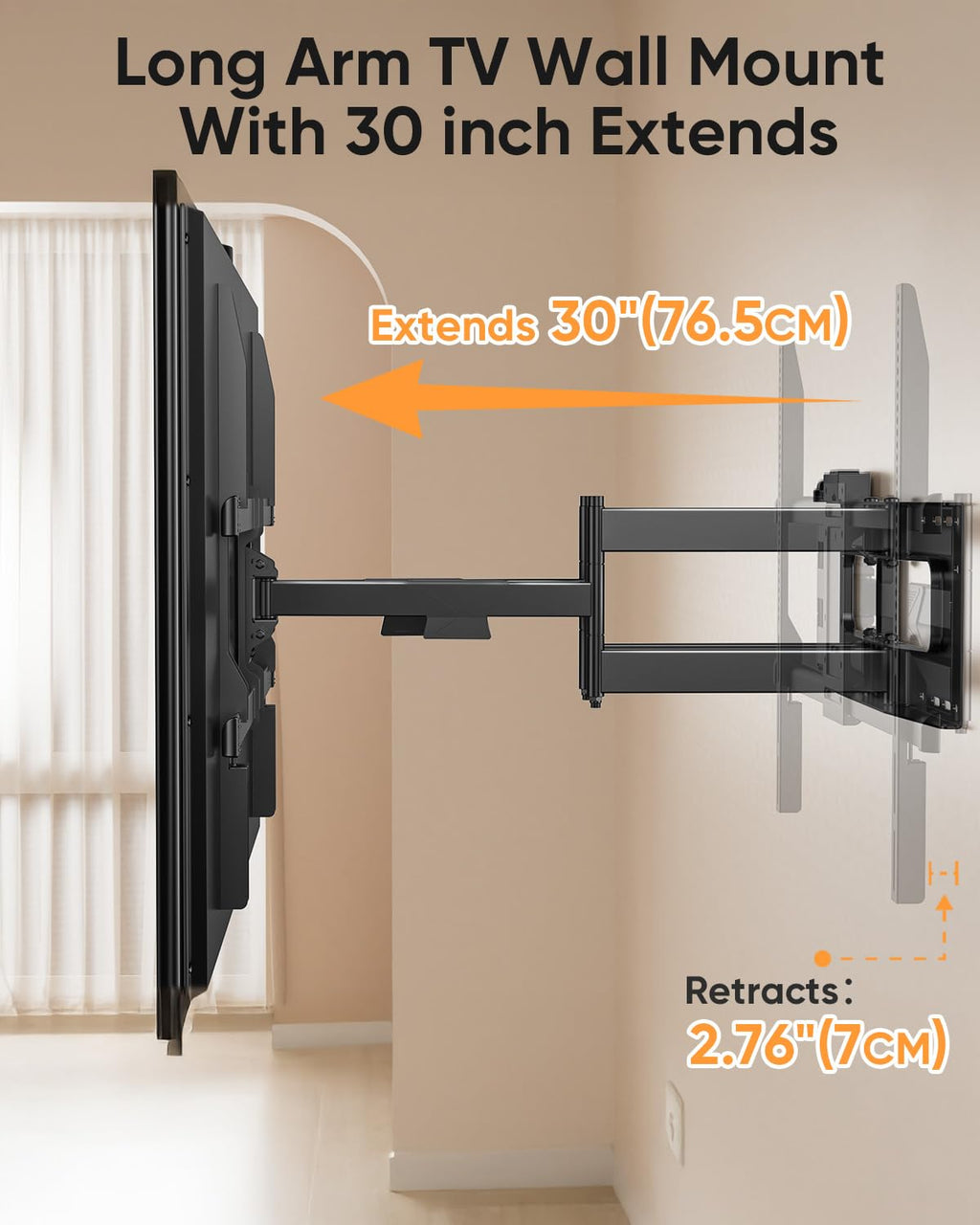 Heavy Duty 98 100 inch TV Wall Mount with Power Strip for 50–100 Inch，Hold up to 220 lbs,Max VESA 800x600mm,16”-24” Wood Studs HY9463-B