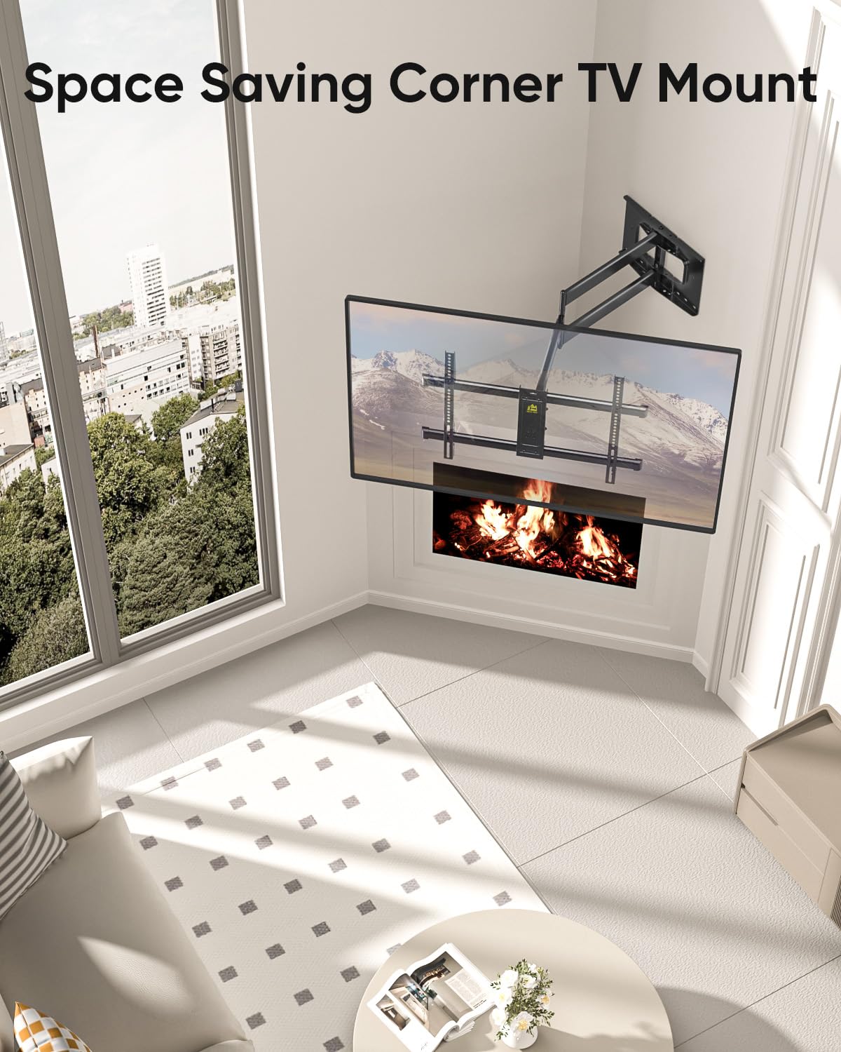 FORGINGMOUNTデュアルロングアームTVウォールマウントEP9456-B Full Motion Wall Mount TV Bracket with 43” Extension & Swivel