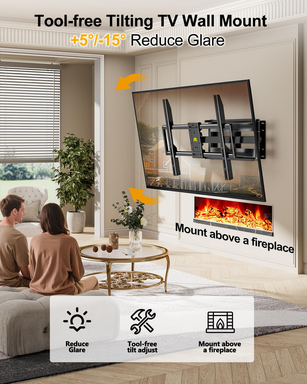 Long Arm Full Motion TV Wall Mount for Most 42-100" TVs Holds 176 lbs, 41.75" Long Extension Corner TV Mount Heavy Duty Swivel/Tilt, Max VESA 800x600mm, Filts16”,18”,24” Studs