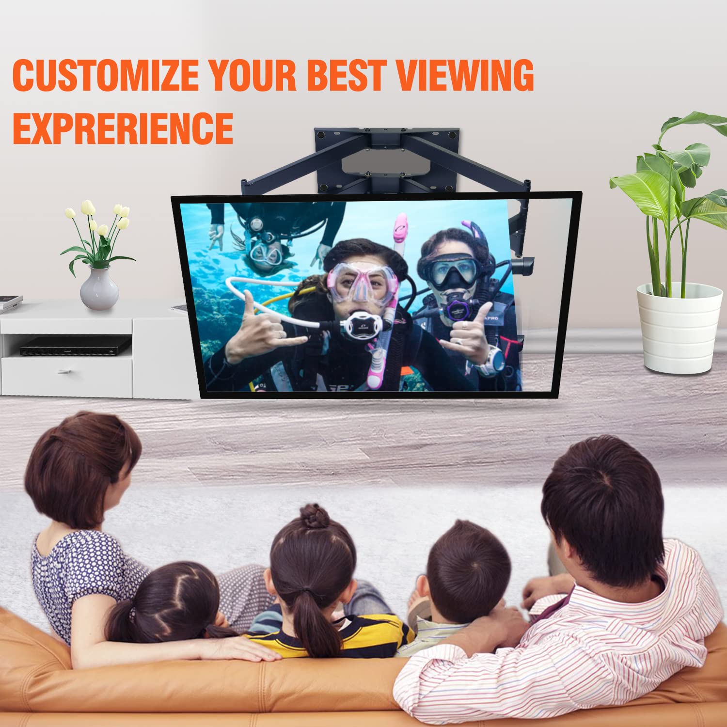 Long Arm TV Mount Bracket,Dual Articulating Arm Full Motion TV