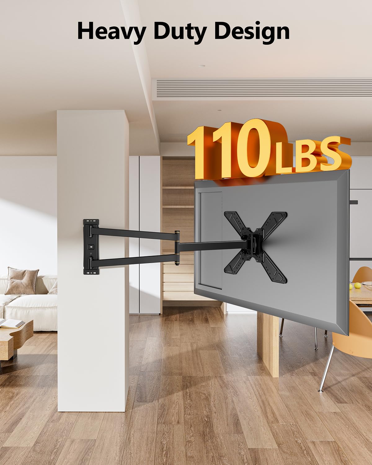 Full Motion Corner TV Wall Mount for 32-75 Inch TVs Holds 110 lbs,33" Long Extension Arm with Landscape to Portrait Rotation, Swivel & Tilt,Vertical Rotating TV Mount,Max VESA 600x400mm