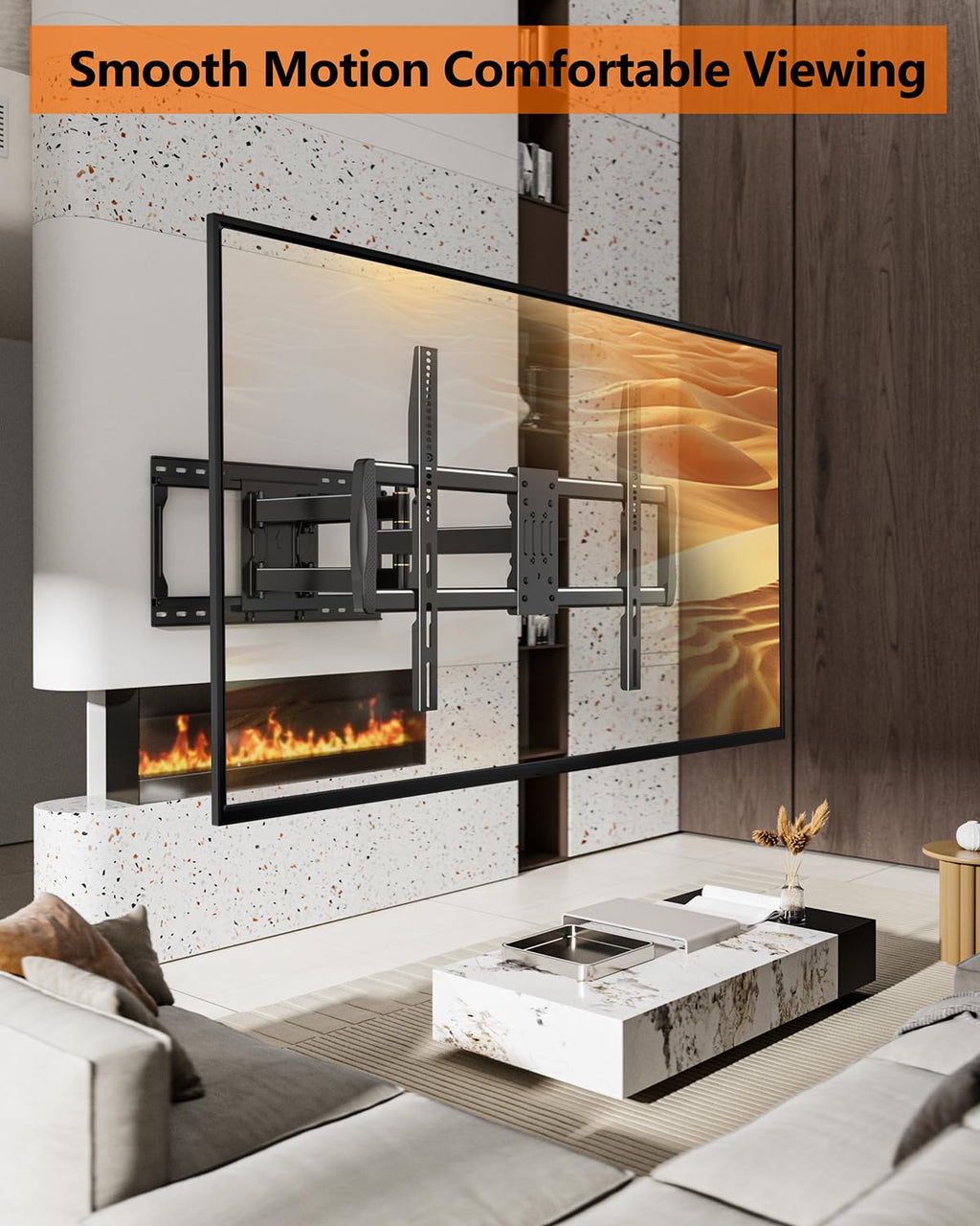 Heavy Duty TV Wall Mount for 42-110" TVs up to 220lbs with 8.2" Sliding Moving for Screen Centering, Full Motion TV Mount Fit 24"-16" Studs with Swivel,Tilt&Level, Max VESA 800x600mm HY9493-B