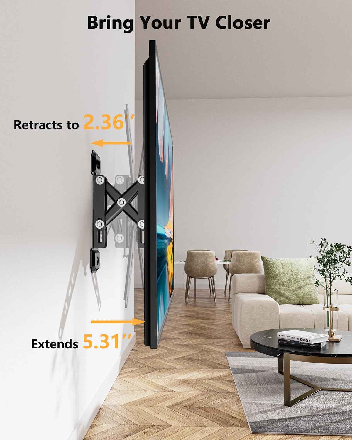 Rotating TV Wall Mount for 13-49 Inch TVs Monitor, Extendable Corner Wall Mount, TV Bracket for Flat & Curved Screens, VESA 75x75mm to 300x300mm, Holds up to 55lbs