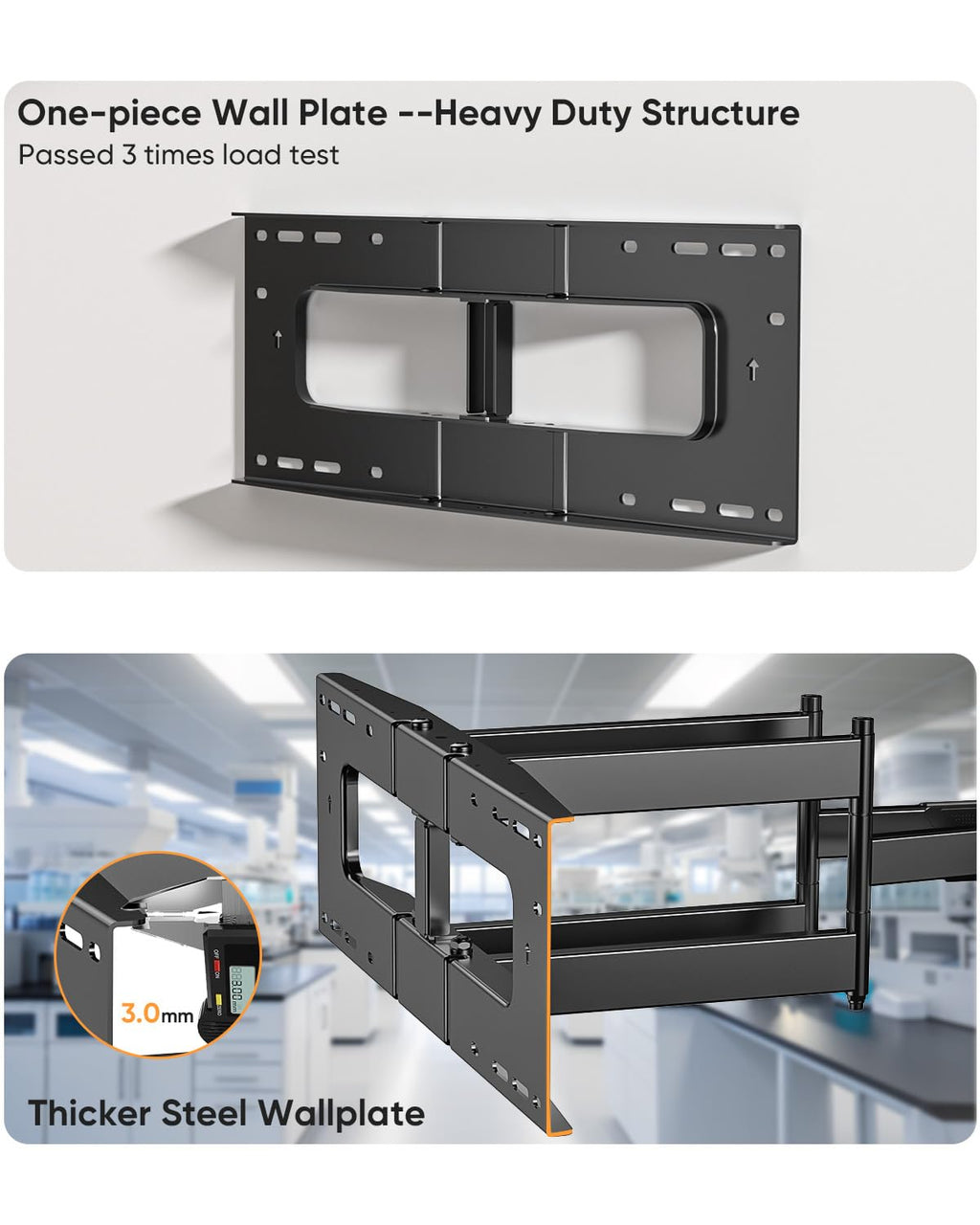 Heavy Duty 98 100 inch TV Wall Mount with Power Strip for 50–100 Inch，Hold up to 220 lbs,Max VESA 800x600mm,16”-24” Wood Studs HY9463-B