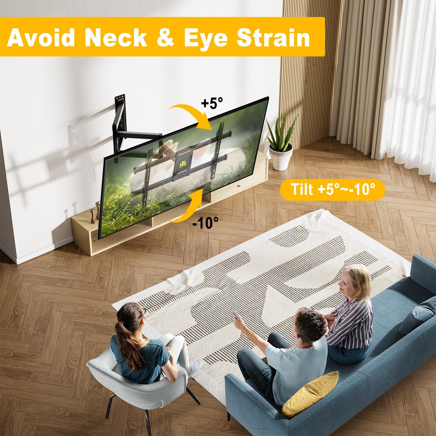 Long Arm TV Wall Mount for Most 37-75 Inch Flat Curved TVs,  Max VESA 600x400mm up to 88lbs