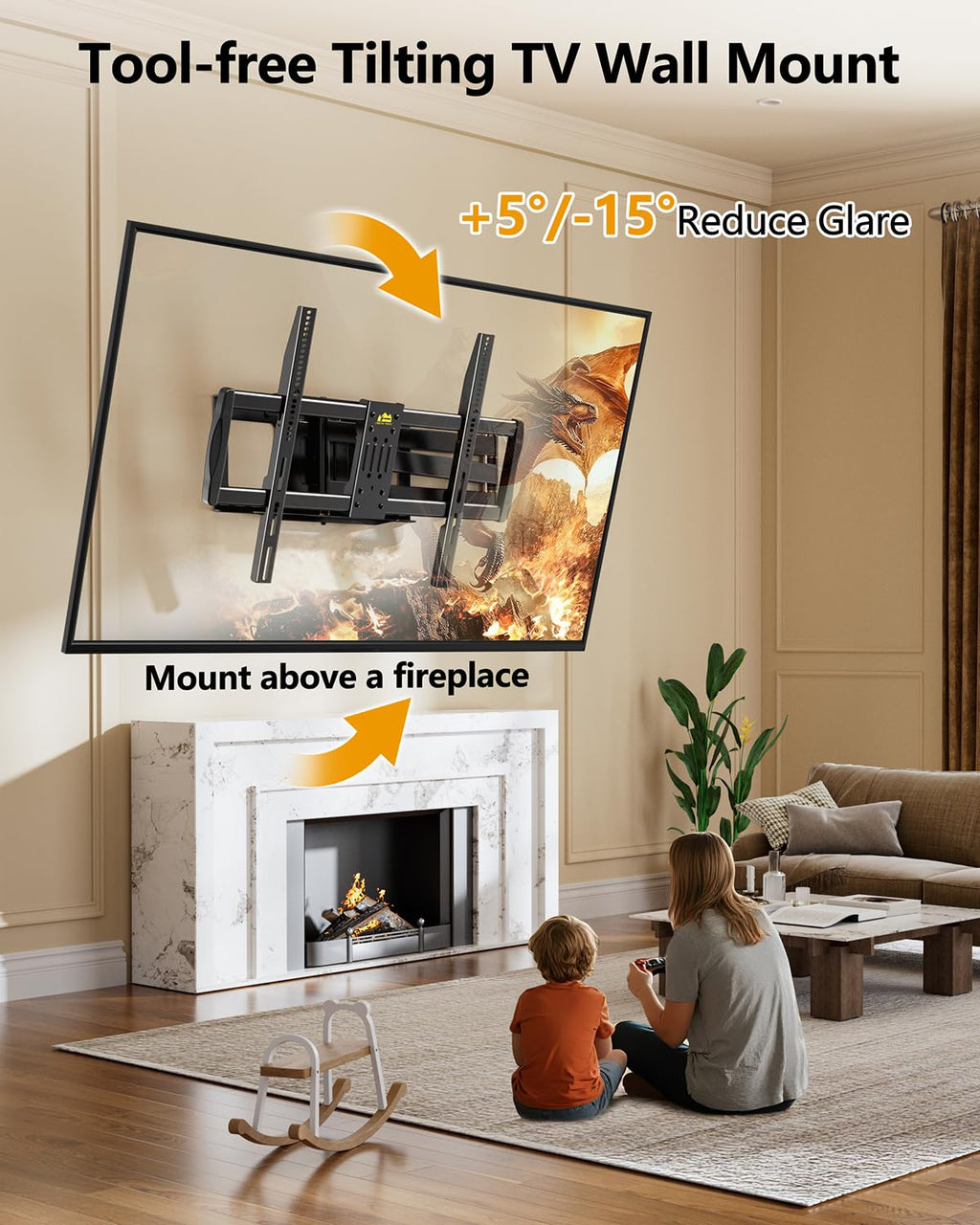 43–110 inch Long Arm Full Motion TV Wall Mount Holds 176 lbs, VESA 900x600mm, 42.8″ Long Extension for Screen Centered on Living Room,Heavy Duty TV Mount, Tilt, Fits 12″/16″/24″ Studs,
