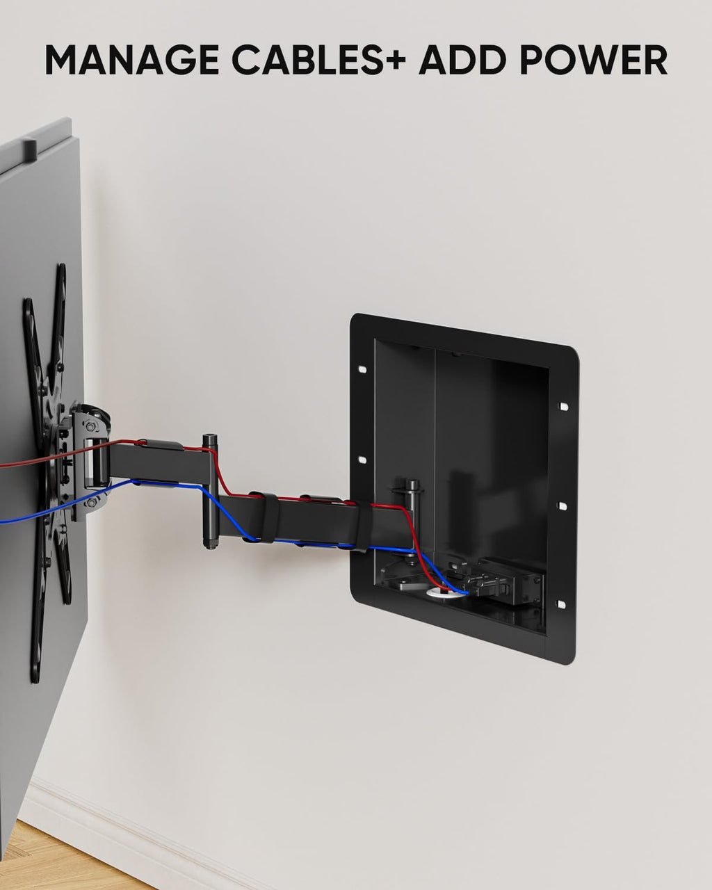 Recessed in-Wall TV Mount,Low Profile TV Wall Mount,20 Inch Extended Arm Fits Screen Sizes 32, 37, 40, 42, 47, 50, 55, 60, 65,inch,Up to 99 lbs